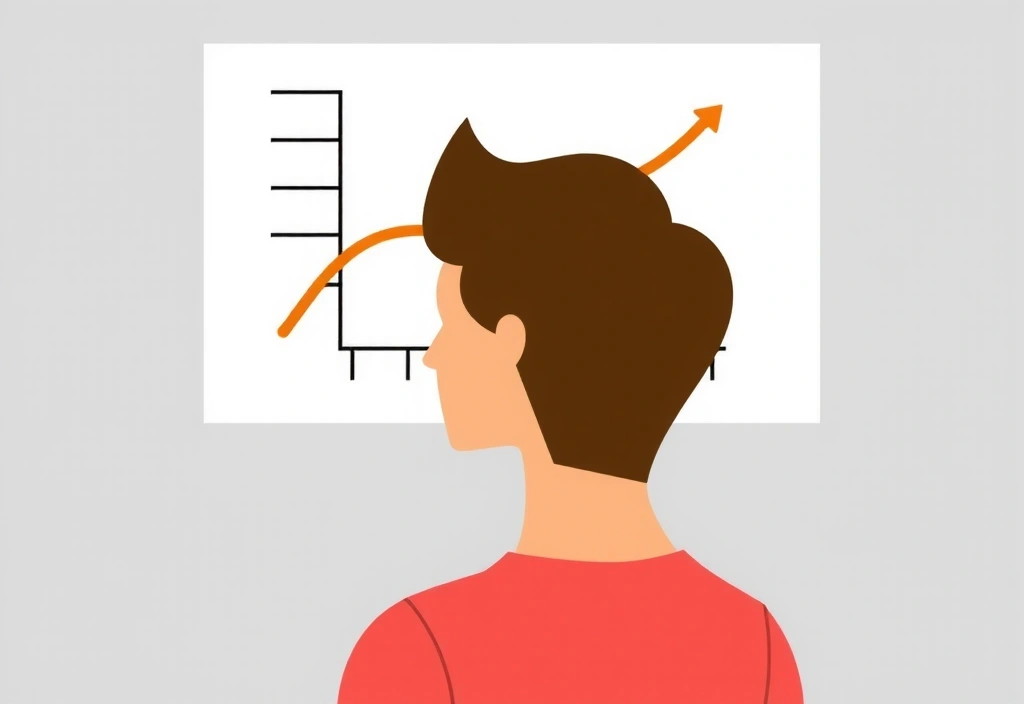 Osoba patrząca na wykres postępu, symbolizująca wyznaczanie celów.