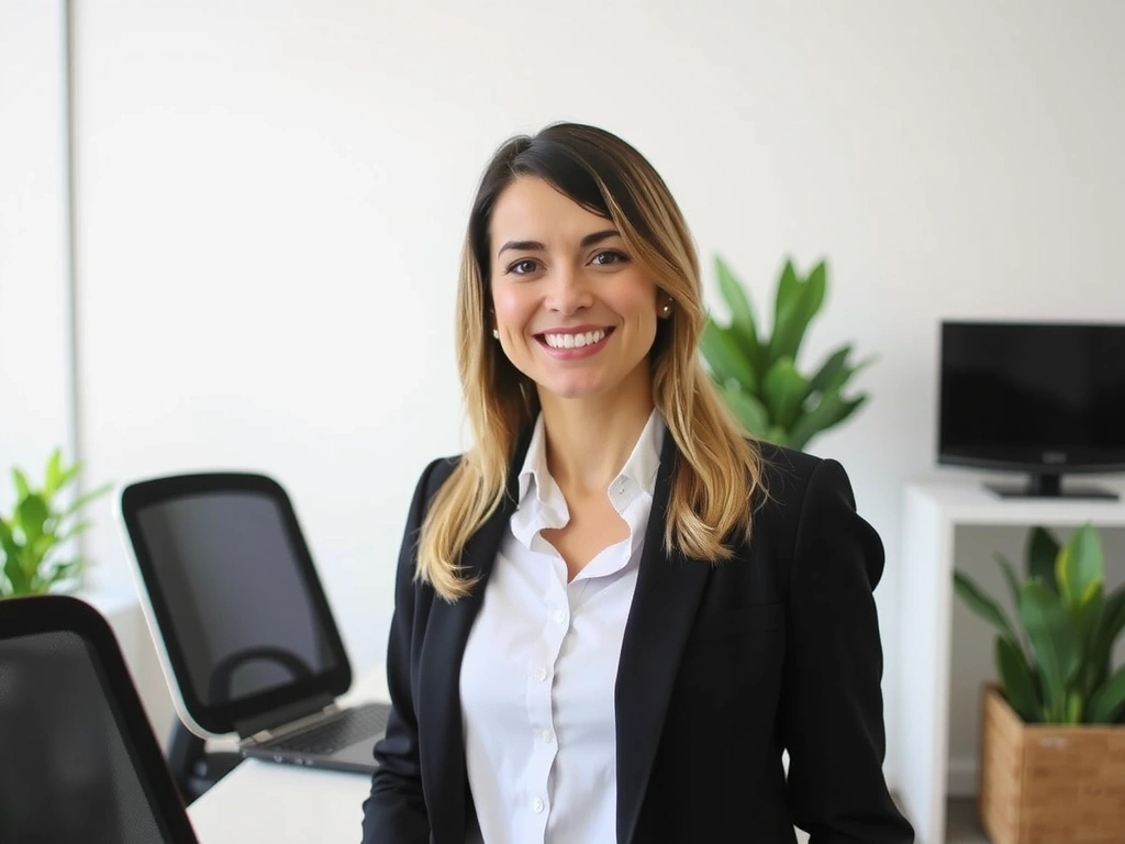 Uśmiechnięta dietetyczka w nowoczesnym gabinecie