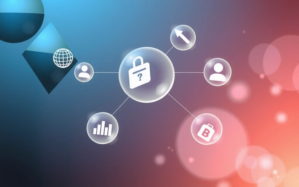 Ilustrace symbolizující sdílení dat, s propojenými bublinami a ikonami partnerství