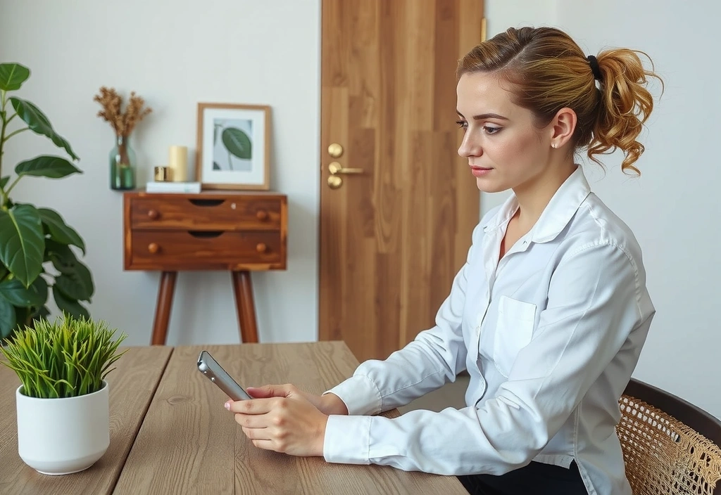 Osoba przeglądająca spersonalizowany plan żywieniowy na tablecie, z różnorodnymi zdrowymi posiłkami przedstawionymi na zdjęciach.