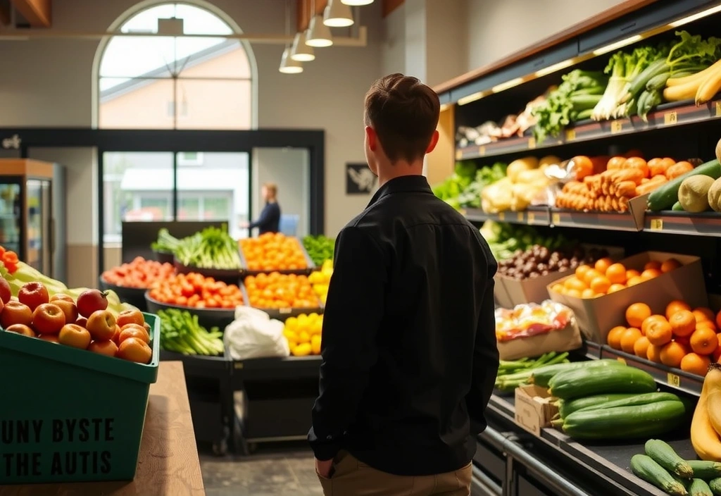 Osoba wybierająca świeże składniki w sklepie spożywczym, koncentrując się na zdrowych produktach.